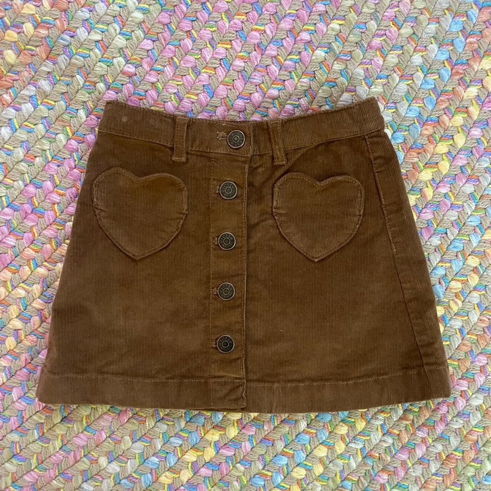 J.Crew Crew Cuts | Girls Button Front Corduroy Heart Skirt | Size: 4T | Brown